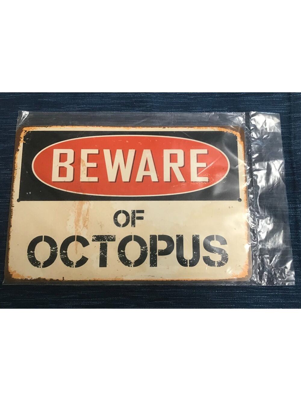 NEW Beware of Octopus 8” x 12” Vintage Style Metal Humor Kids Wall Sign 695A